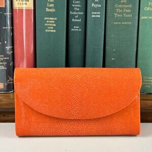 Orange Envelope Clutch Wristlet - Stylish Women's Evening Bag